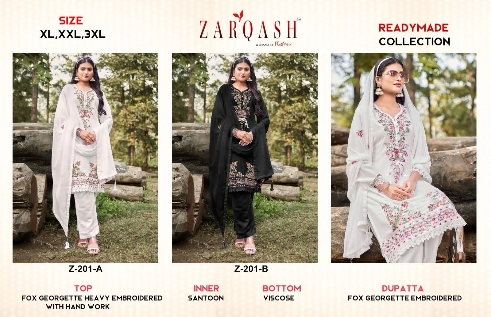 Zarqash D.No 201 Faux Georgette Wholesale Pakistani Readymade Salwar Suit Catalog — Wholesale Salwar Suits, MPA wholesale from Surat — view 8